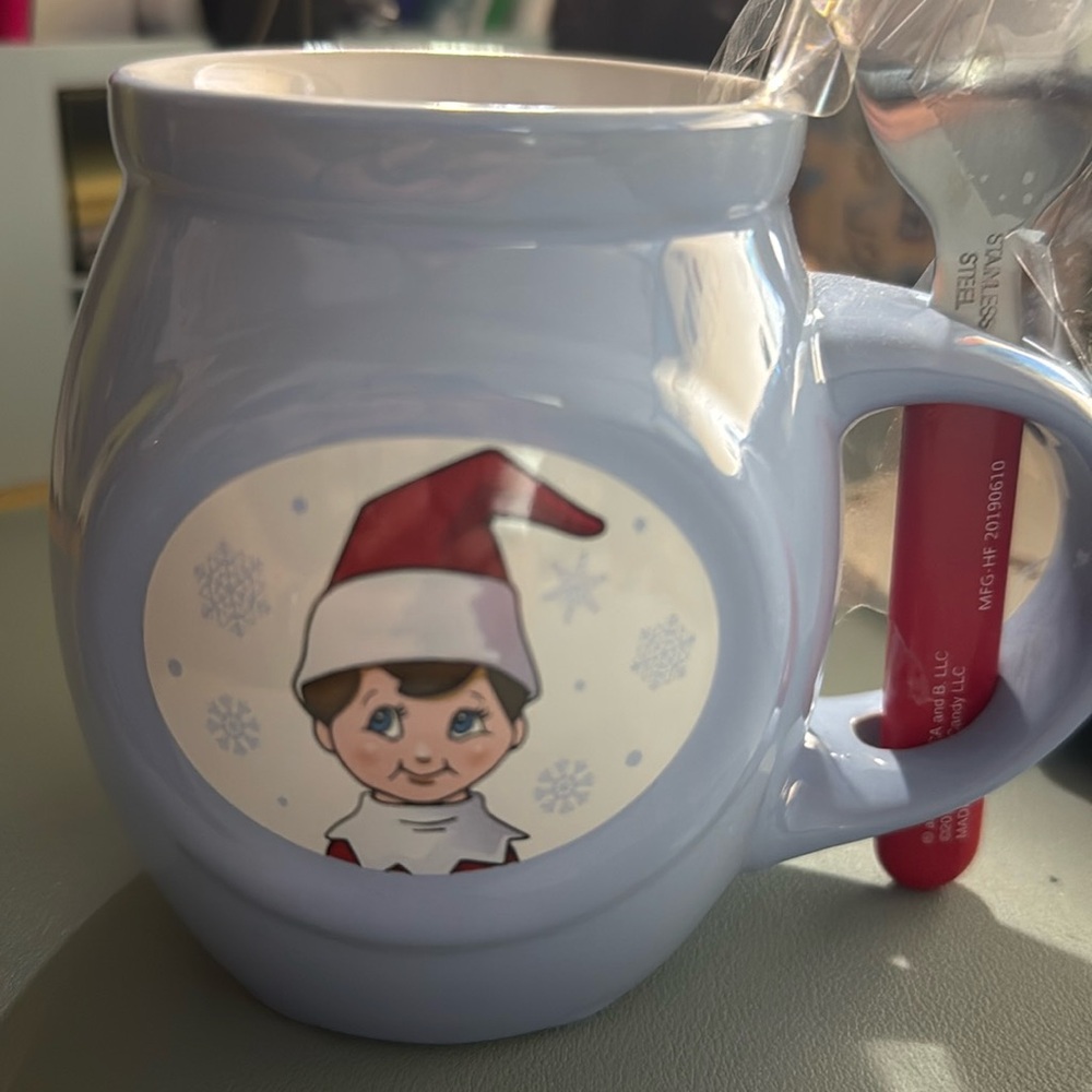 Christmas ELF on The Shelf CHILDREN MUG with spoon